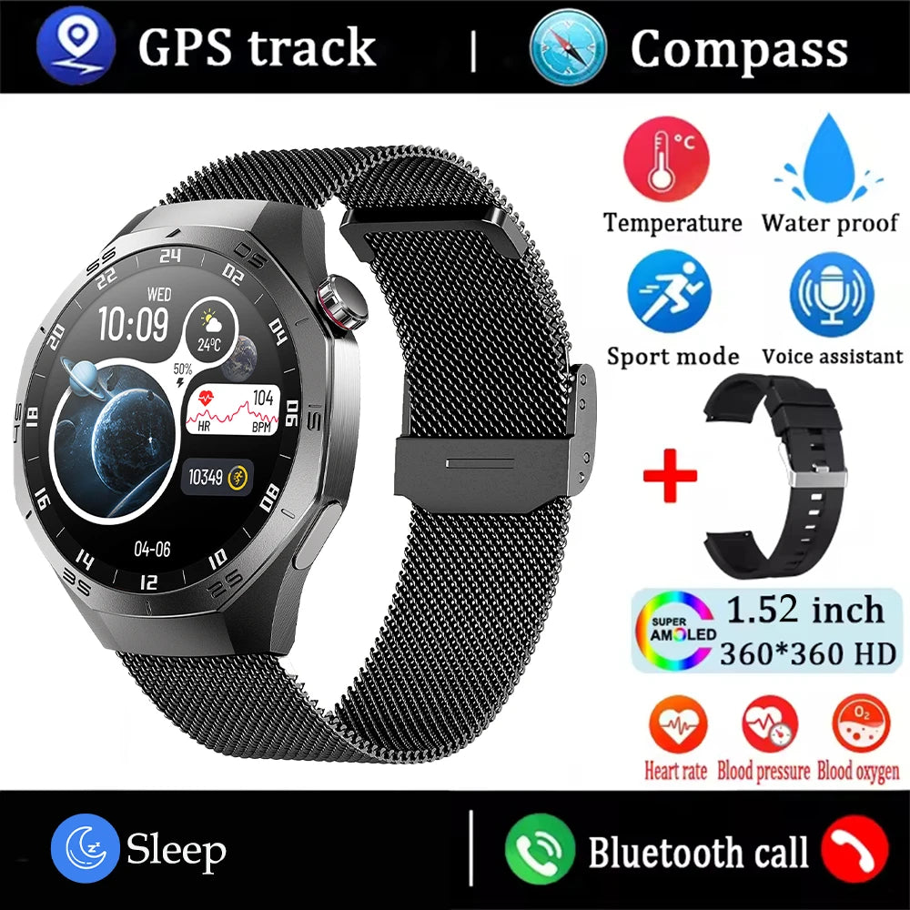 Đồng Hồ Thông Minh AMOLED 2025 GPS Chống Nước Men