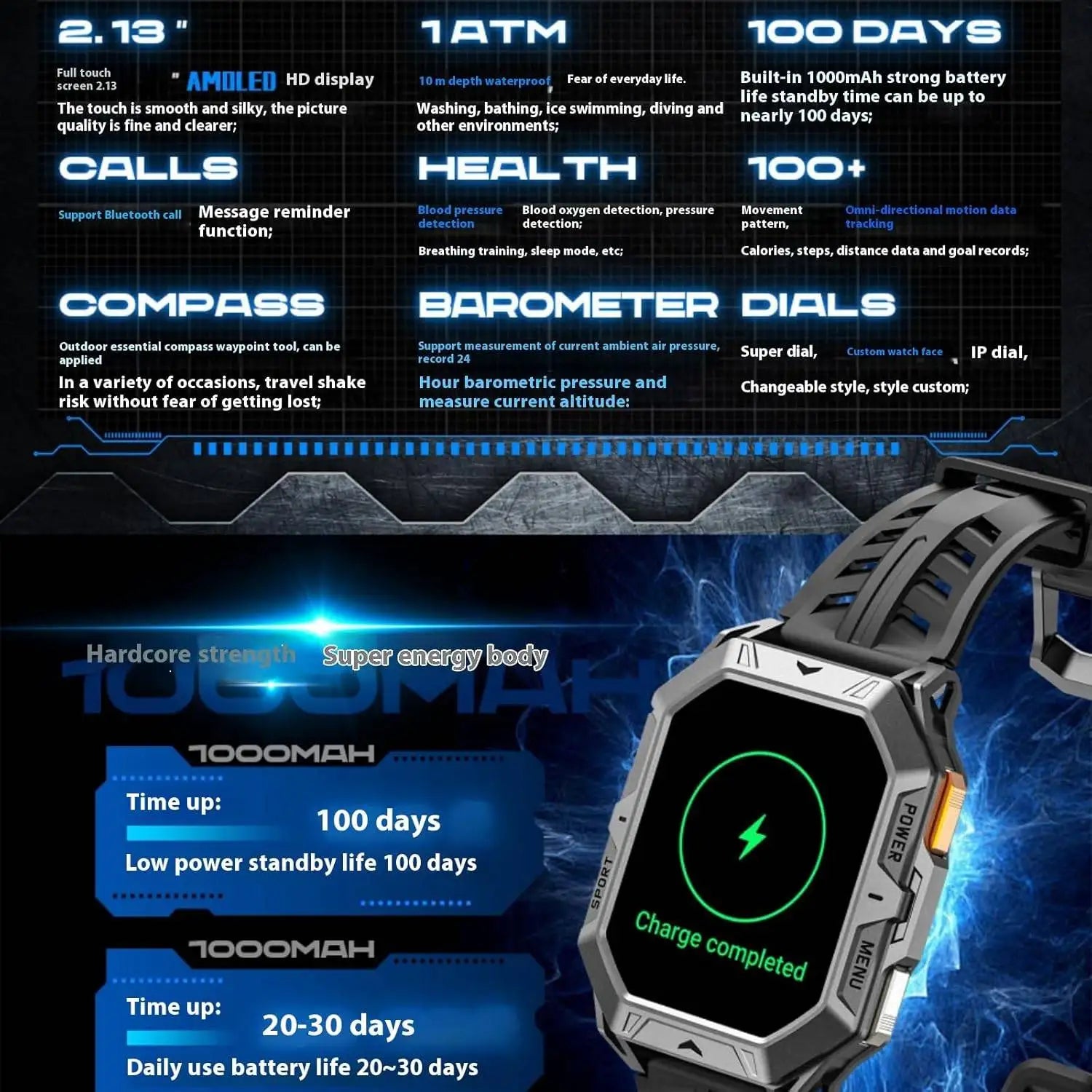 Đồng Hồ Thông Minh Nam Pin Trâu 30 Ngày Quà Noel Halloween