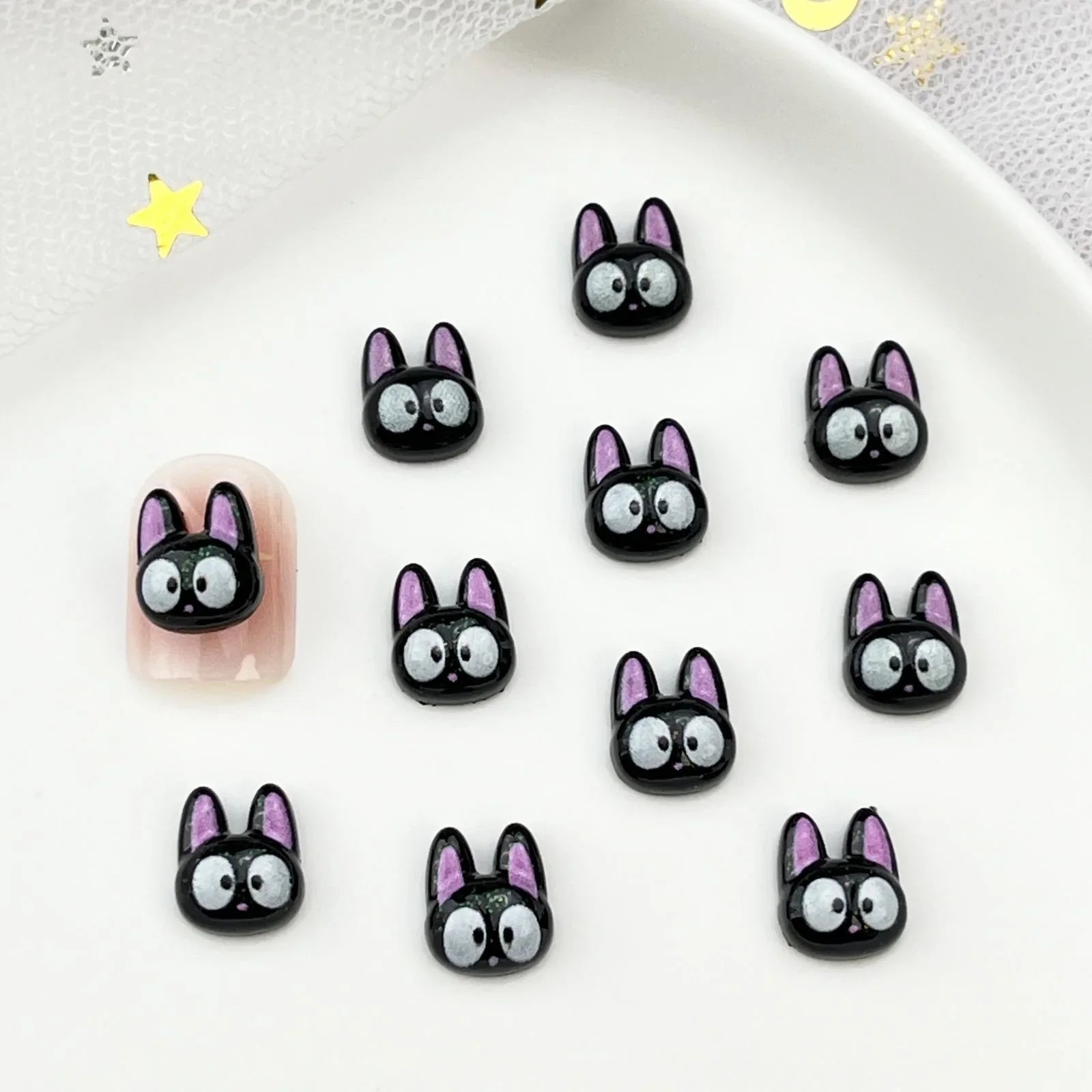 50pcs Resin Mini Colorful Cartoon Halloween Black Cat Flat back Figurines Nail Art DIY Scrapbooks Accessories Crafts