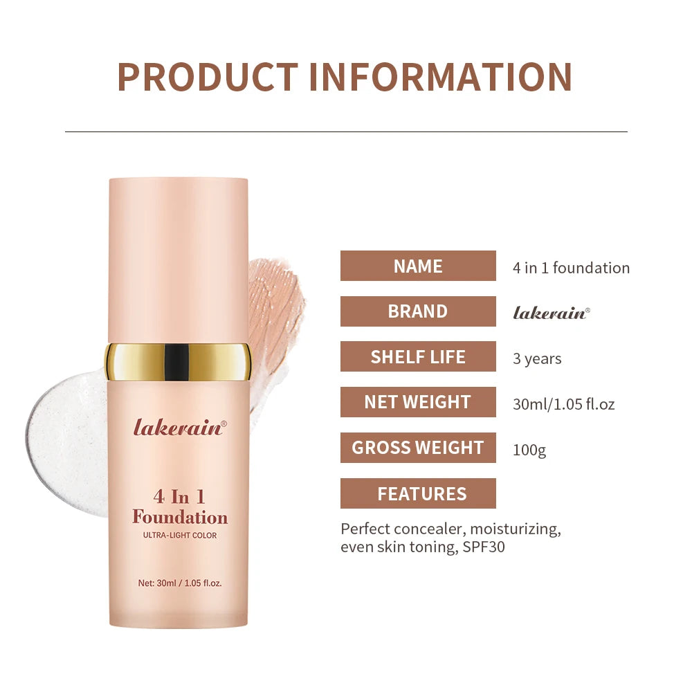 Kem Nền Đổi Màu 4in1 Chống Nước SPF30+ Dưỡng Ẩm