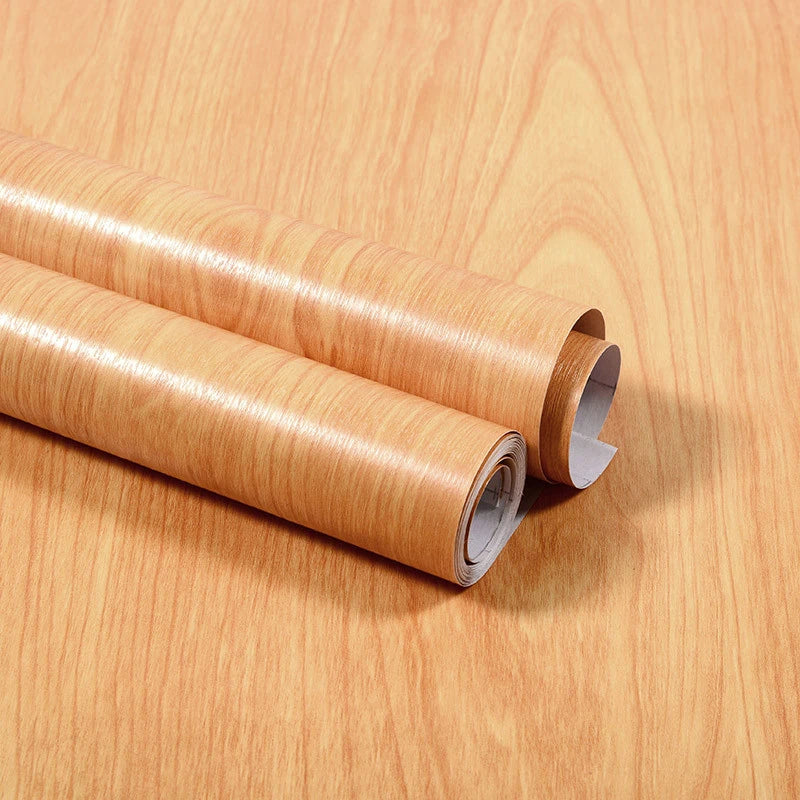 Wood Grain Home Decor Furniture Waterproof Vinyl Wall Sticker Self Adhesive PVC Wallpaper Kitchen Cabinet Door Sticker