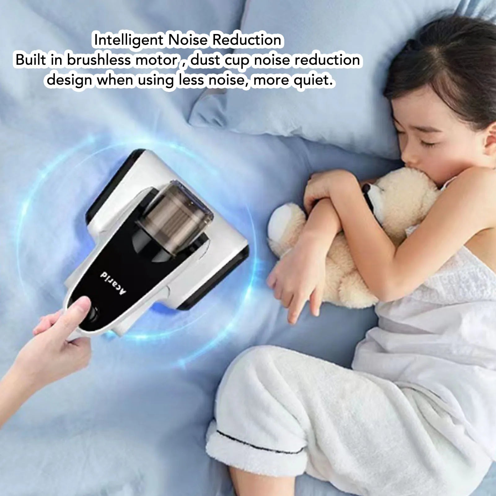 Handheld Pillow Cleaner Mattress Vacuum Cleaner Strong Suction 12000Pa Portable 350ml Dustbin USB Cordless for Plush Toys