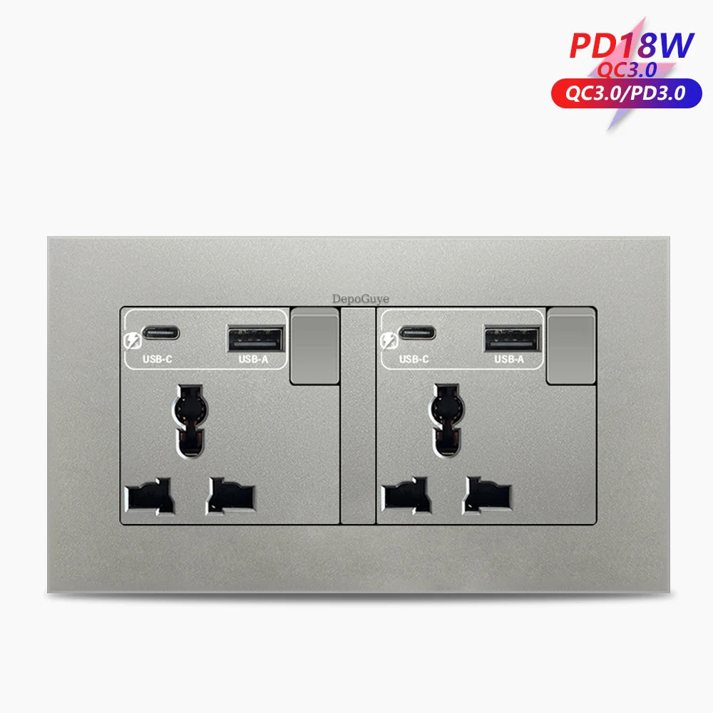 Ổ Cắm Tường Đa Năng 18W Sạc Nhanh Type-C & USB - Daisan Mart