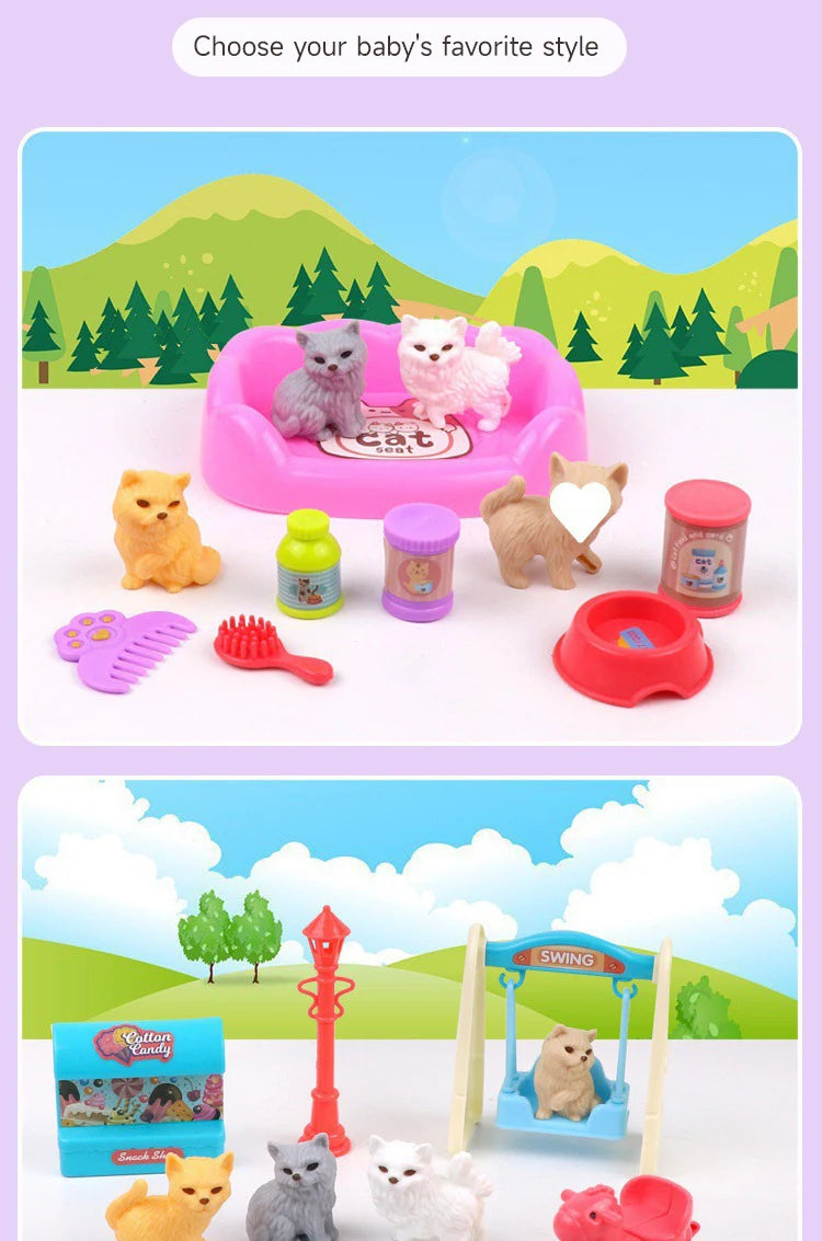 Bộ Đồ Chơi Gia Đình Thú Cưng Mini Dễ Thương Cho Bé