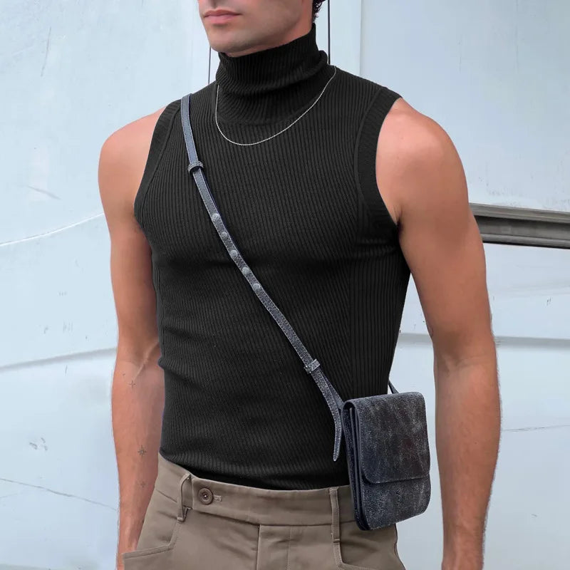 Áo Tank Nam Đen Cổ Lọ Thể Thao Phong Cách Streetwear - Daisan Mart