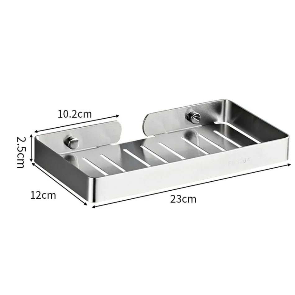304 Stainless Steel Bathroom Shelf Wall Mounted Shower Soap Holder Shapoo Storage Organizer Rack Kitchen Bathroom Accessories