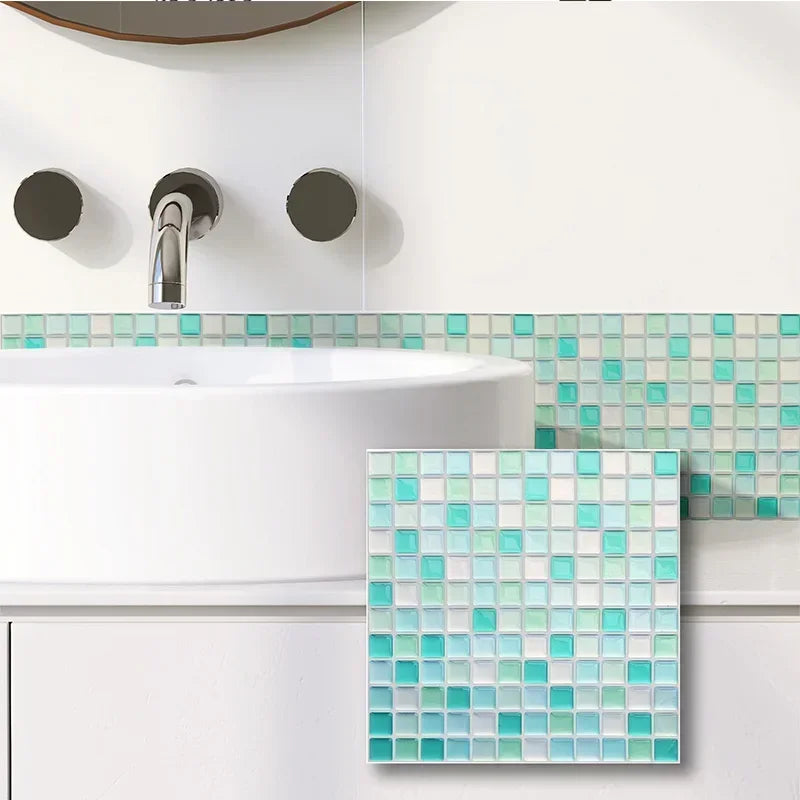 Crystal Mosaic Tile Wall Sticker 5/10PCS 3D Self Adhesive Waterproof DIY Backsplash Wallpaper Bathroom Kitchen Home Decoration