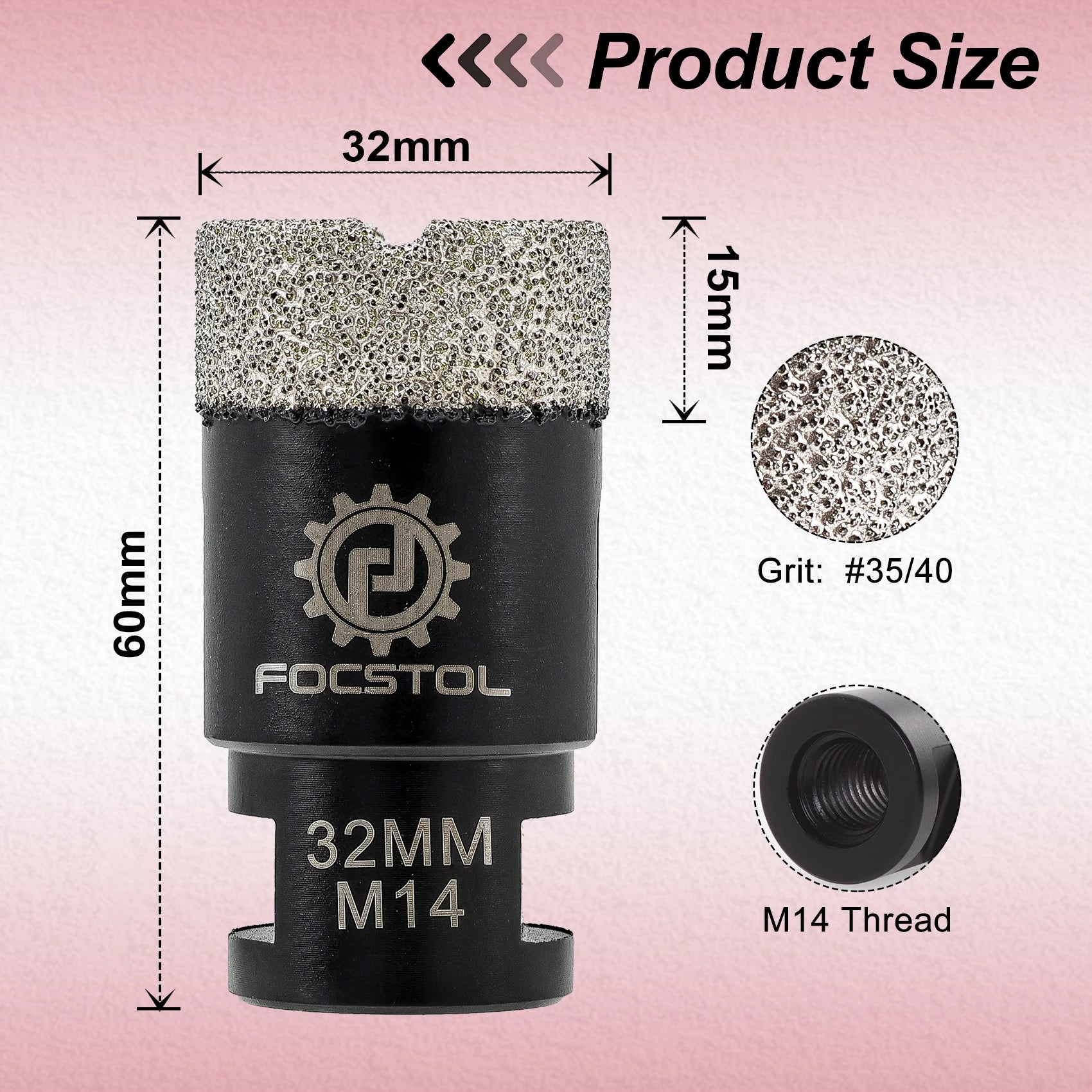 Mũi Khoan Kim Cương FOCSTOL M14 Đá Gạch 6-125mm - Daisan Mart