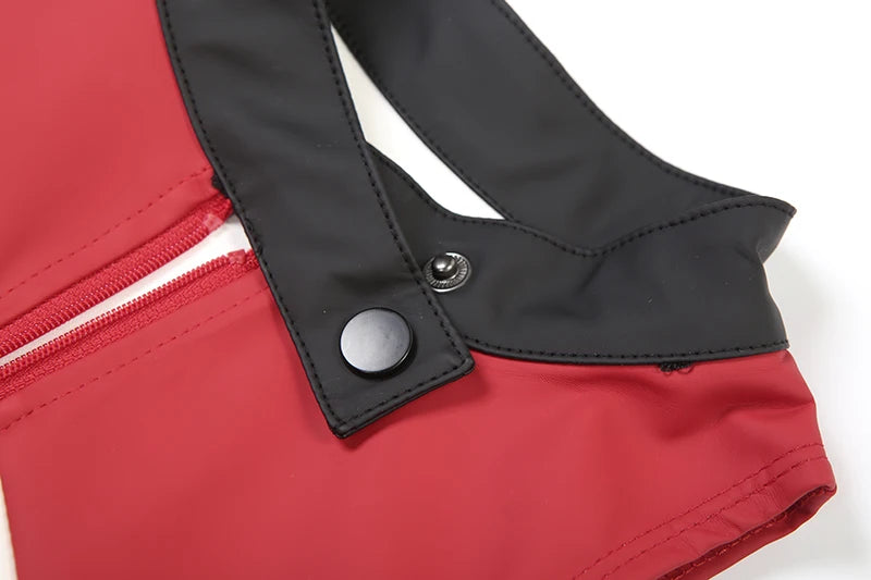 Women's Bodysuit Personality Leather Color-block Zipper Bodycon