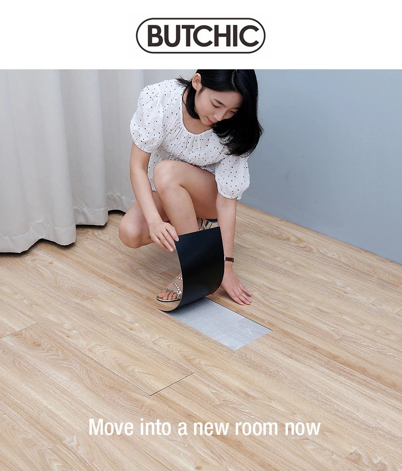 3D Self-Adhesive Thick Wood Grain Floor sticker Wallpaper Modern Wall Sticker Waterproof Living Room Toilet Kitchen Home Decor