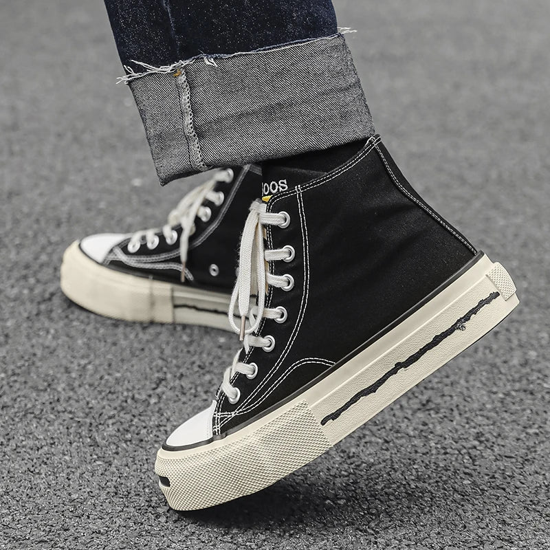 Giày Sneaker Nam Cổ Cao Phong Cách Đường Phố Xanh