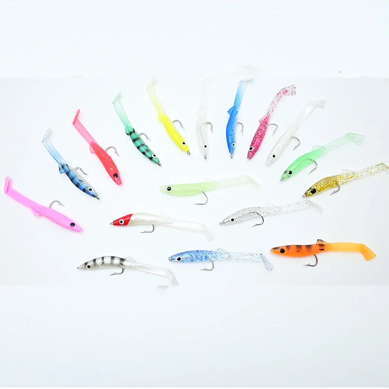 Afishlure Pesca Eel Soft Fishing Lure Glow Soft Bait with Hook Sea Fishing Tackle Raglou Fishing Lure 3pcs 55mm