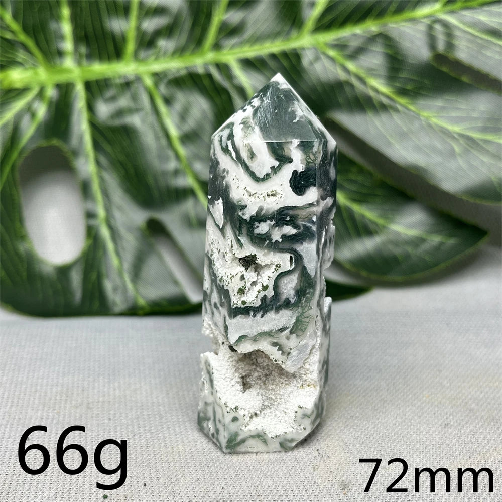 Natural Moss Agate Tower - Super Energy