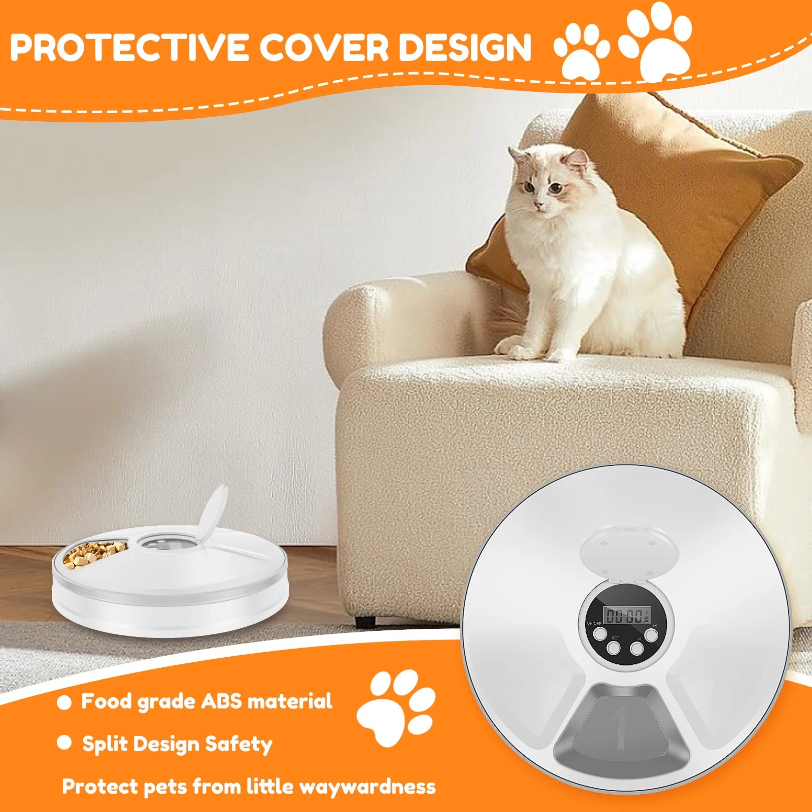 Pet Automatic Timing Feeder Intelligent Pet Feeder with Timer 6 Meals Pet Dry Wet Food Dispenser Automatic Pet Bowl Supplies - Daisan Mart