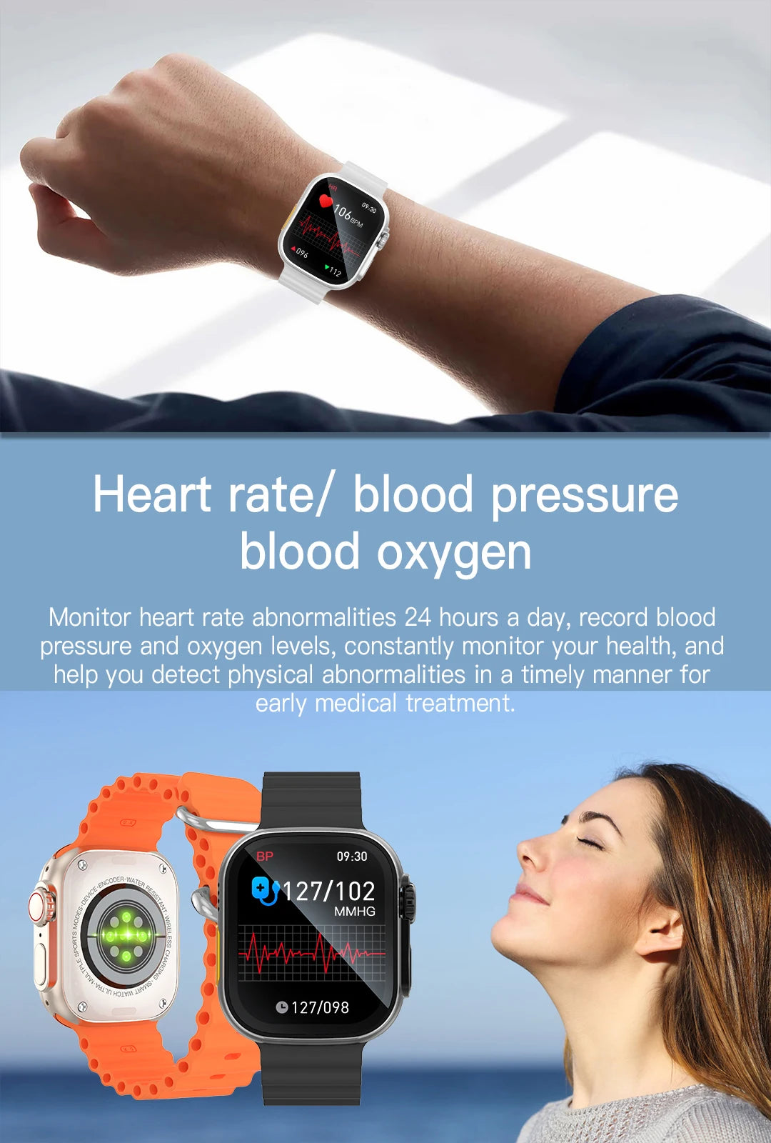 Đồng hồ thông minh 2.01 đo nhịp tim, huyết áp, tập luyện