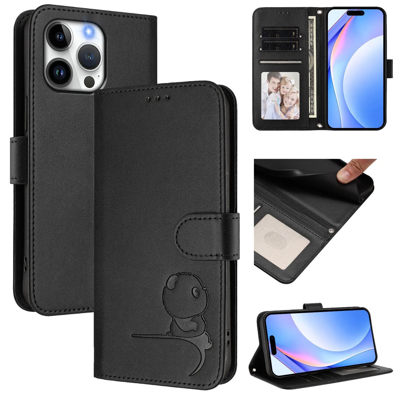 3D Bear Leather Wallet For iPhone - Multi-Functional Case