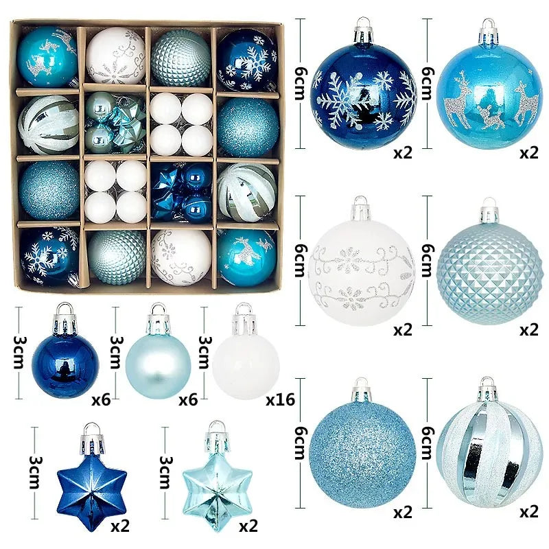 Christmas Balls for Tree Decoration 44 Pieces 3/6CM