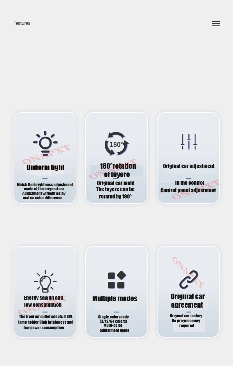 64 Color Neon LED Strip for Mercedes C/GLC Air Vents