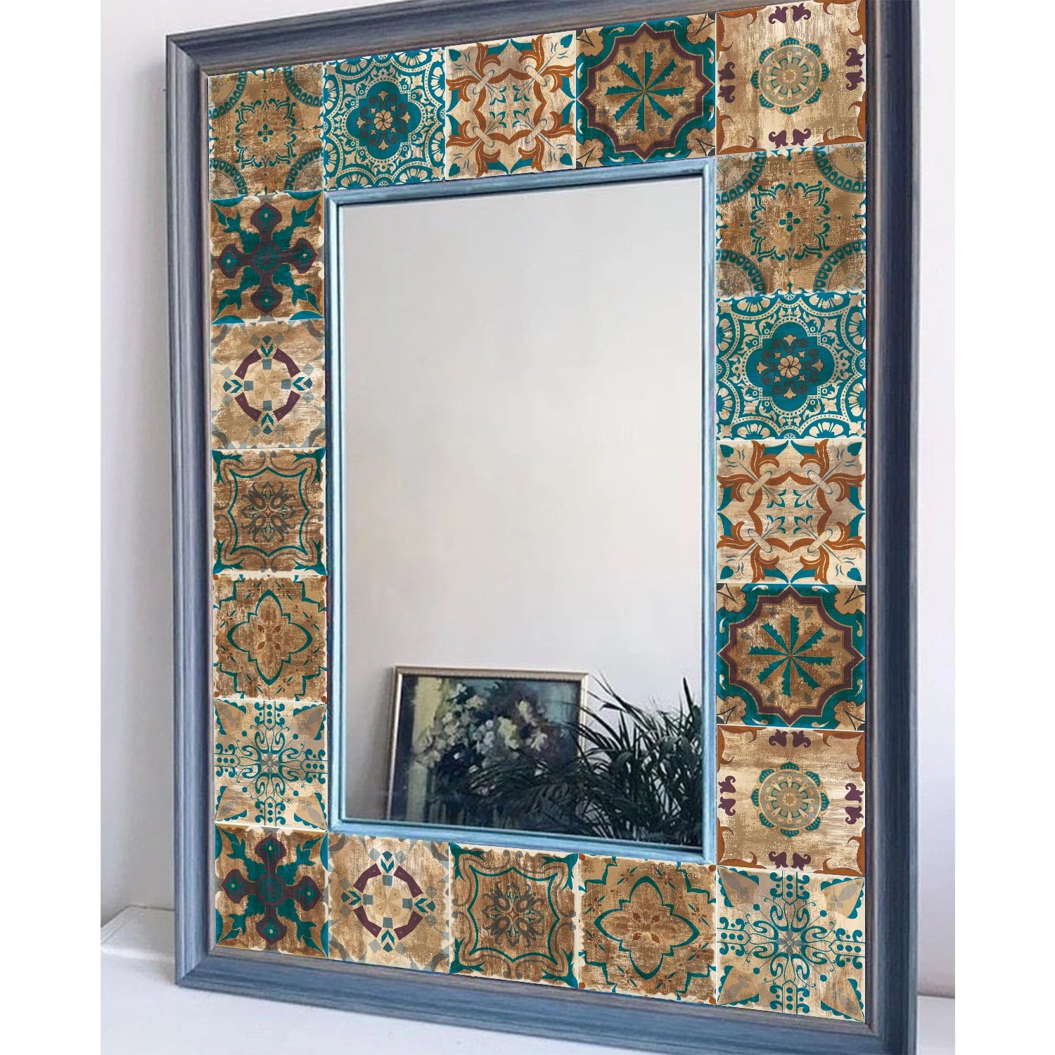 24 Pieces of Moroccan Style PVC Waterproof Self-Adhesive Wall Stickers, Peel and Stick on Living Room and Bedroom Tile Stickers