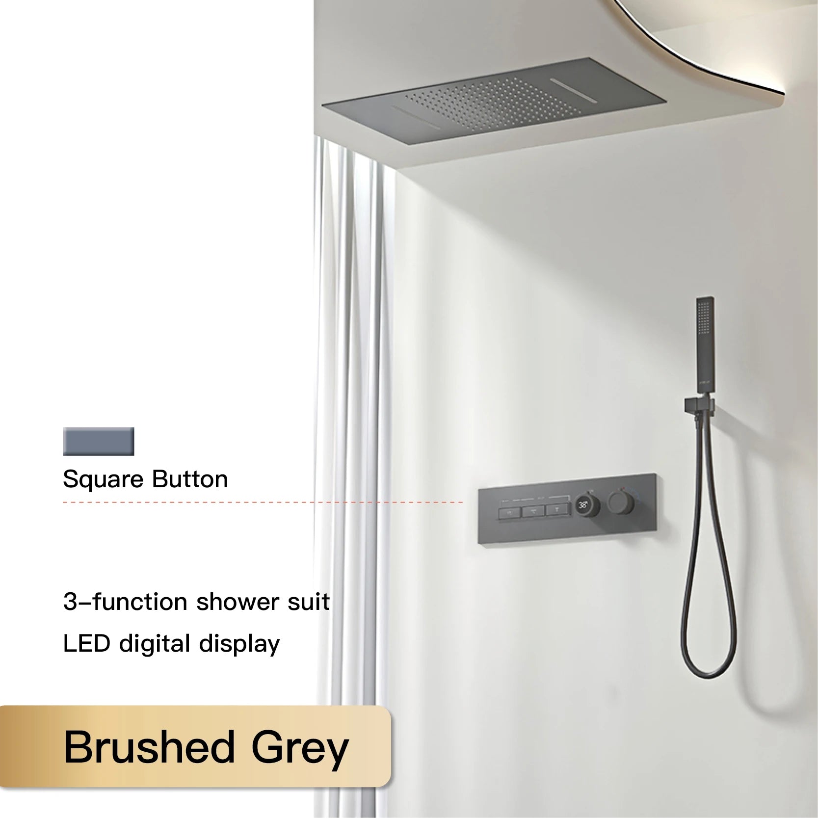 Vòi sen đen đồng thau LED 4 chức năng cao cấp