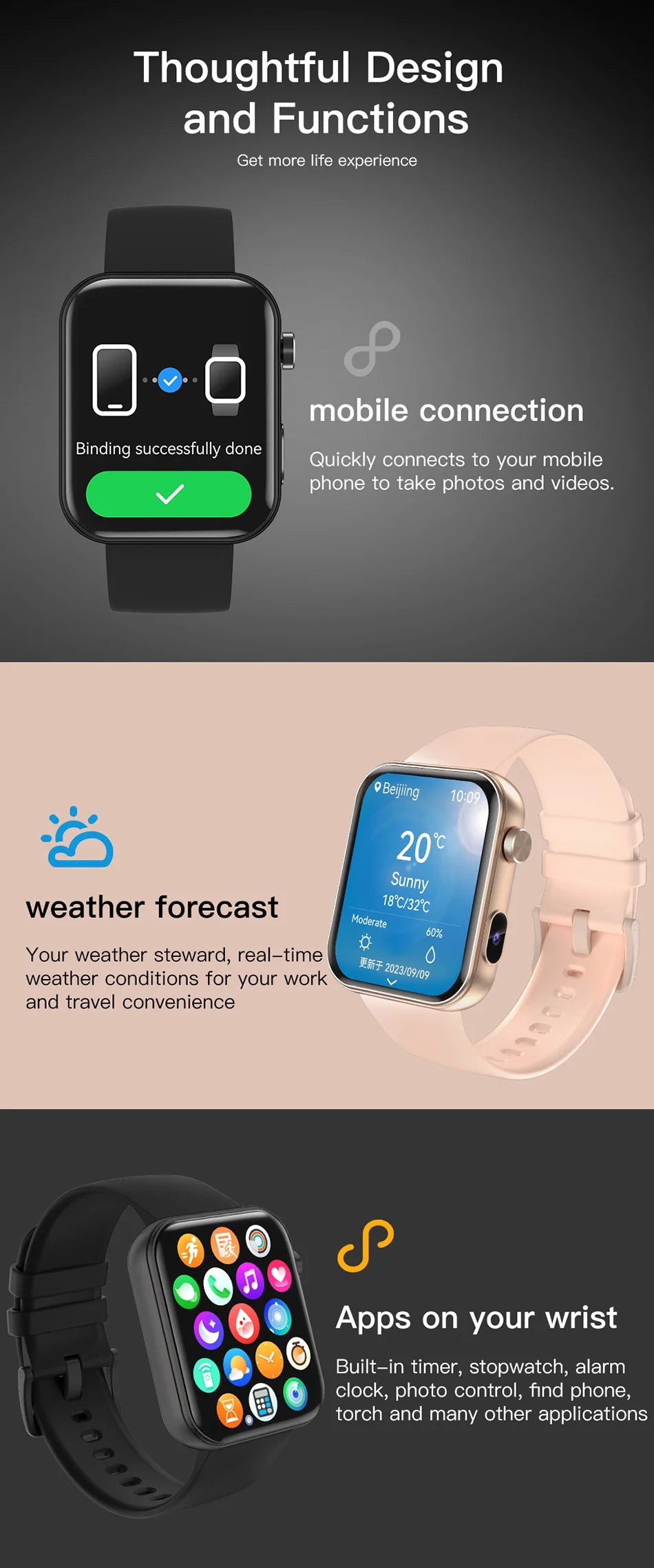 Smart Watch for Photography, Sports, Waterproof
