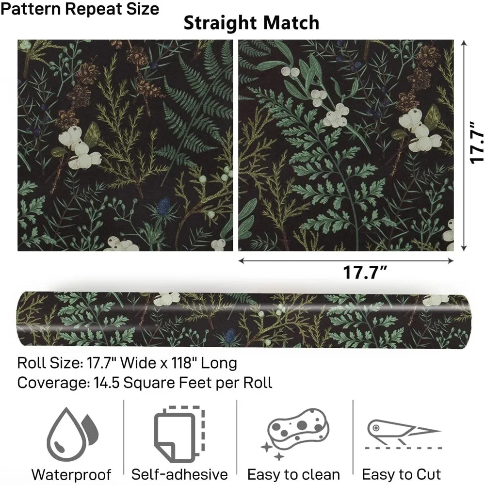 Tropical Rain Forest Peel and Stick Wallpaper White Floral Self Adhesive Removable Leaf Contact Paper For Bedroom Walls Cabinets