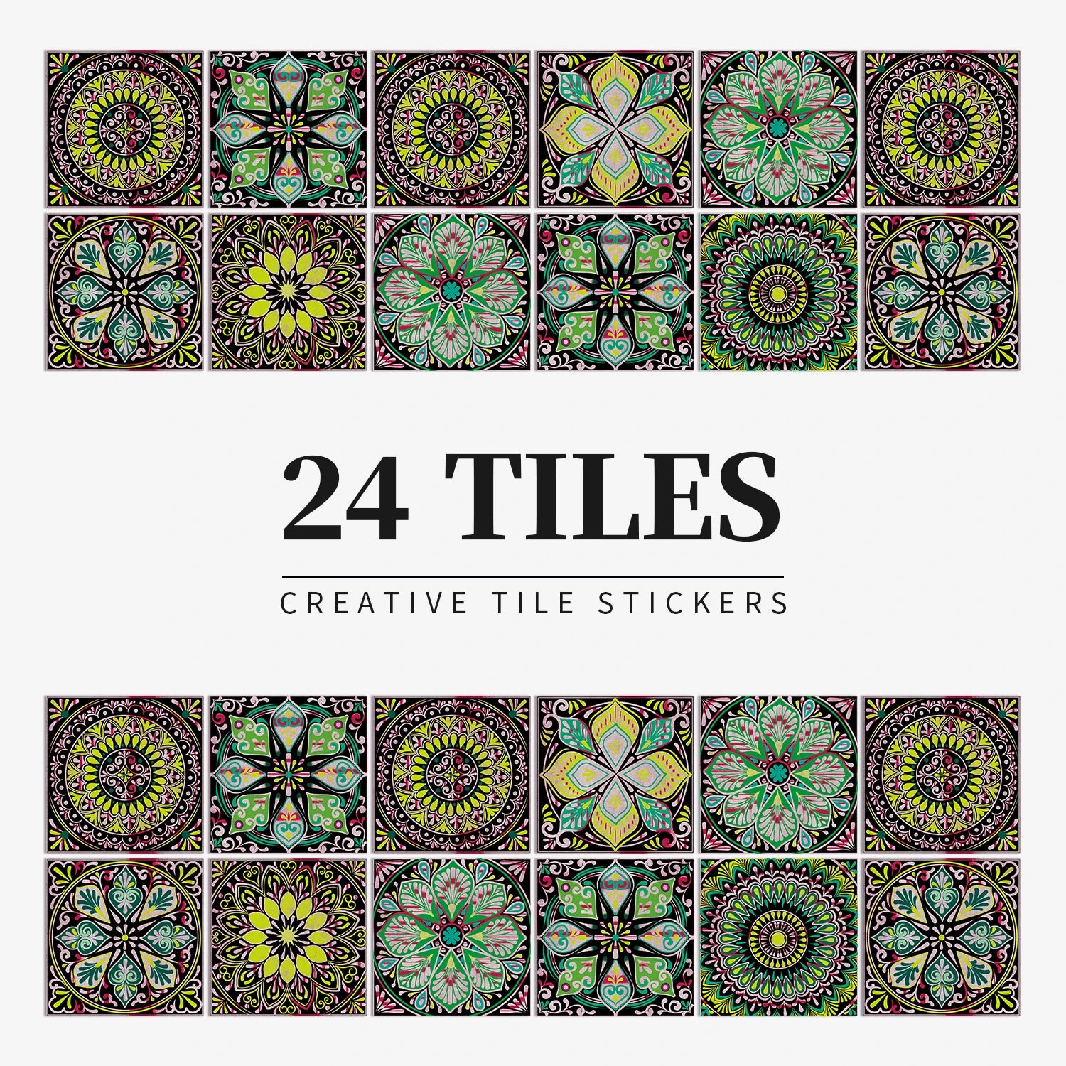 24Pcs European retro style Art Tile Wall Stickers With Self Adhesive Removable Bathroom Kitchen Waterproof Pvc Decal Wallpaper