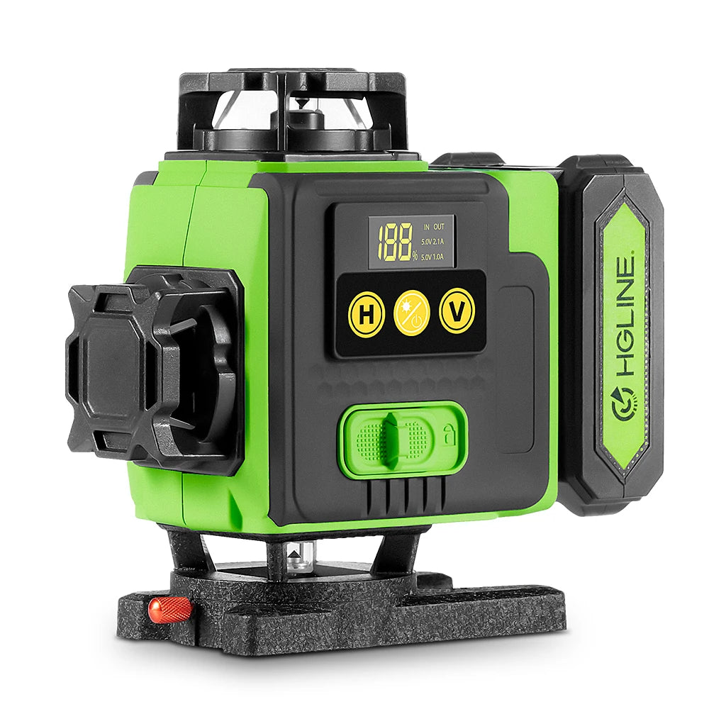 HGLINE 16 Lines 4D Laser Level APP Remote Control Rechargeable Self-leveling 360 Green Line leveling 6000mAh Big Li-ion Battery