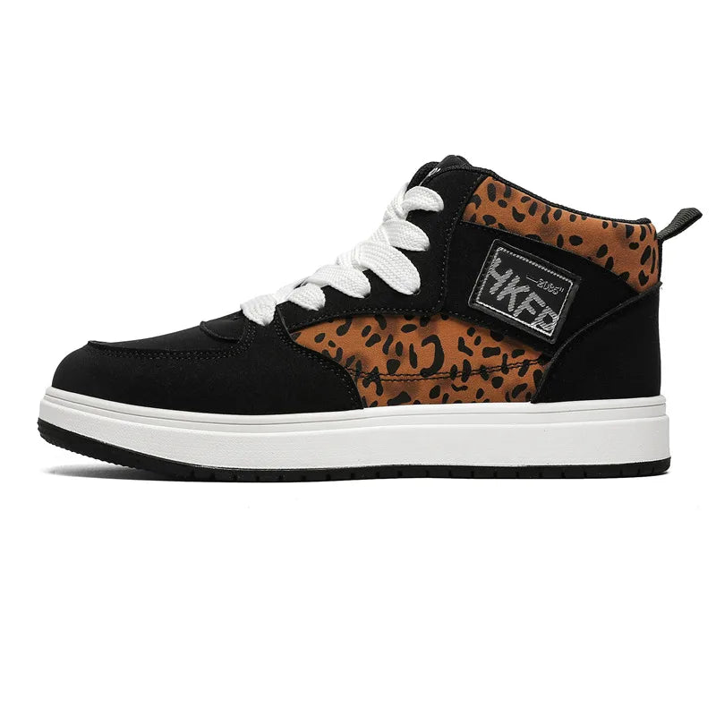 Men's Leopard Print Skater High Top Shoes