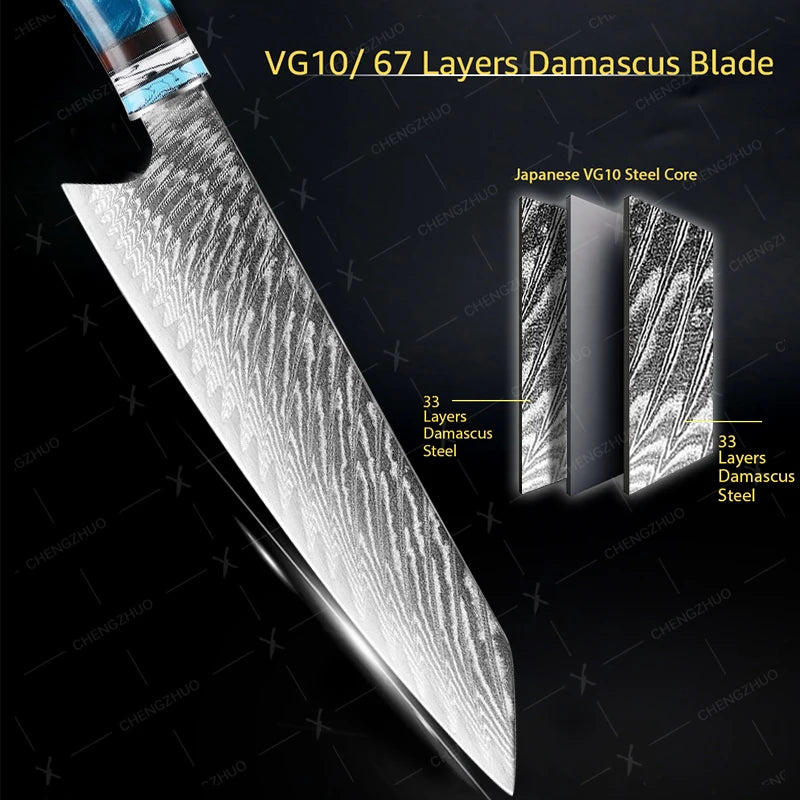 Damascus Kitchen Knife Set - Sharp and Multi-Purpose Japanese