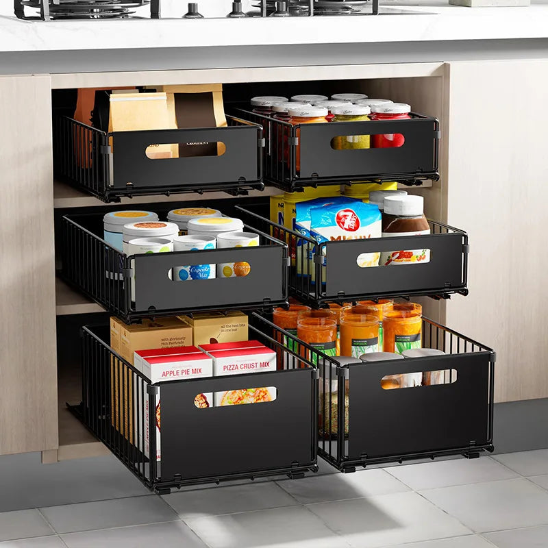 Multi-purpose Pull-Out Rack for Kitchen Cabinets - Spice Storage