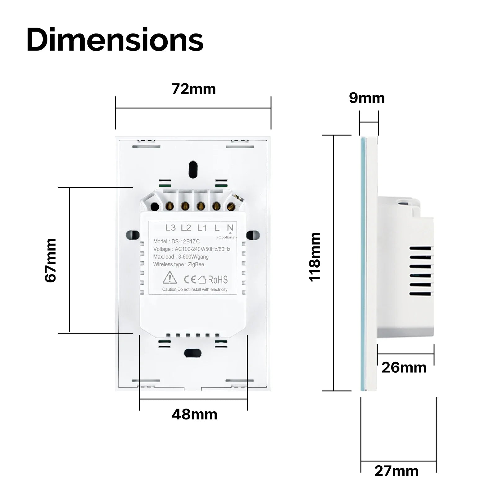 MOES Tuya Smart Switch Voice Control Mirror 