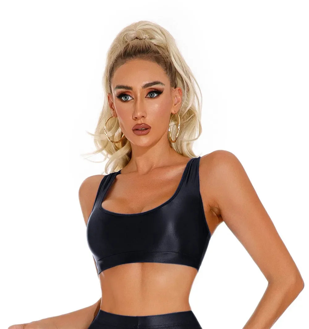 Women's Sexy Crop Top Bodycon Sports U-Neck