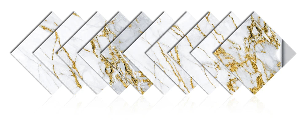 Set of 10 Decorative Oil-Resistant Yellow and White Tile Stickers