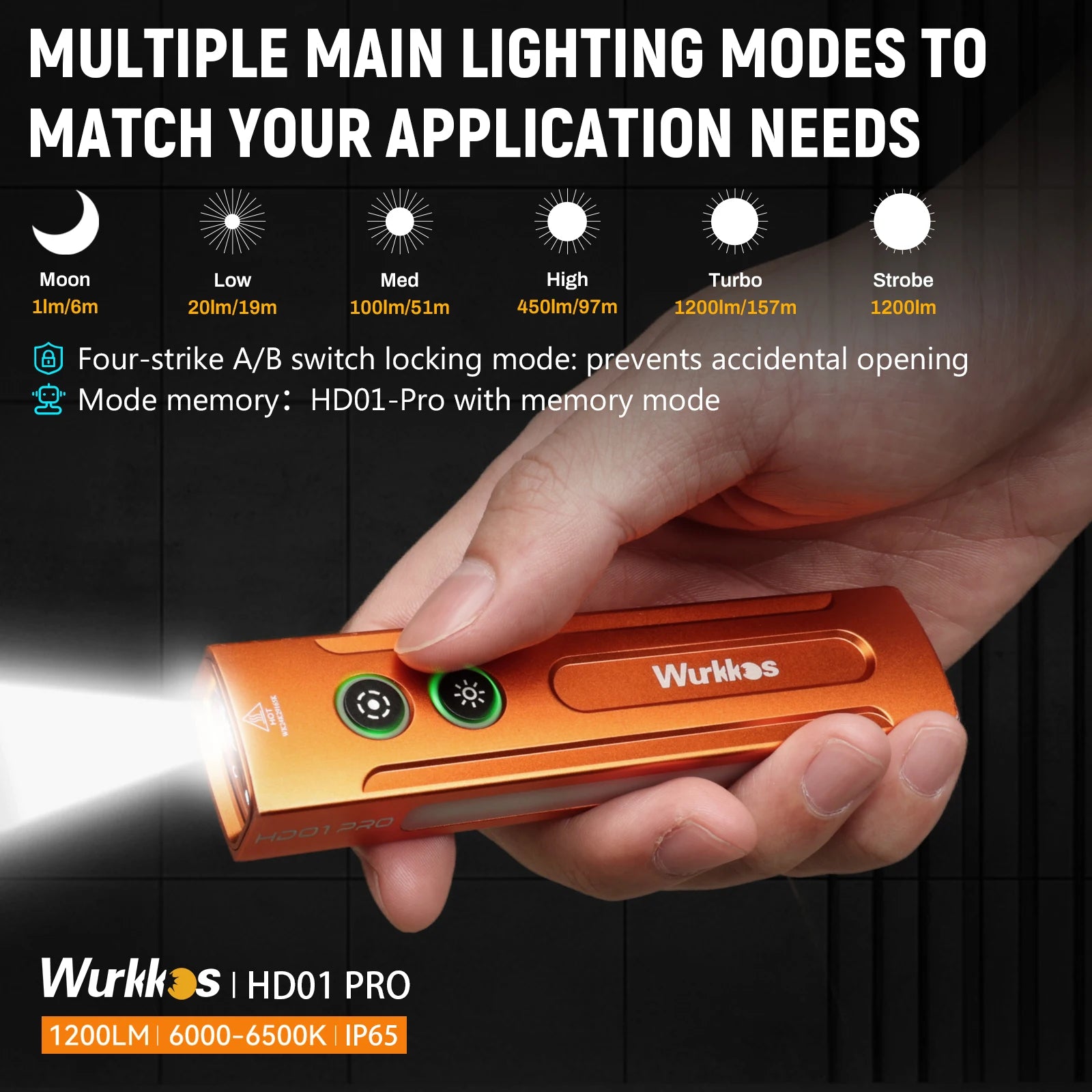 Đèn pin Wurkkos HD01 PRO đa năng UV xanh RGB 1200LM - Daisan Mart