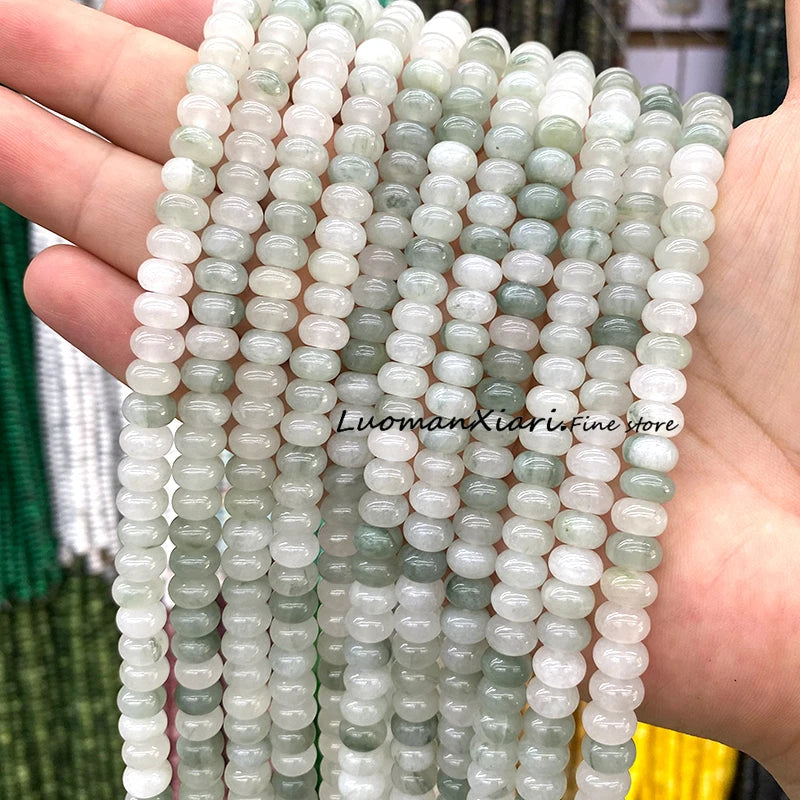 Natural Green Moss Agate Rondelle 5x8mm