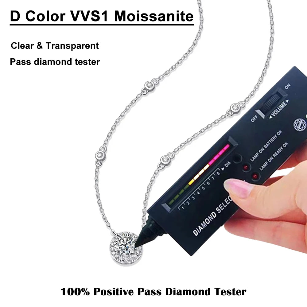 Vòng Cổ Nữ Moissanite 925 Bạc Ý - FEOBUR Sang Trọng