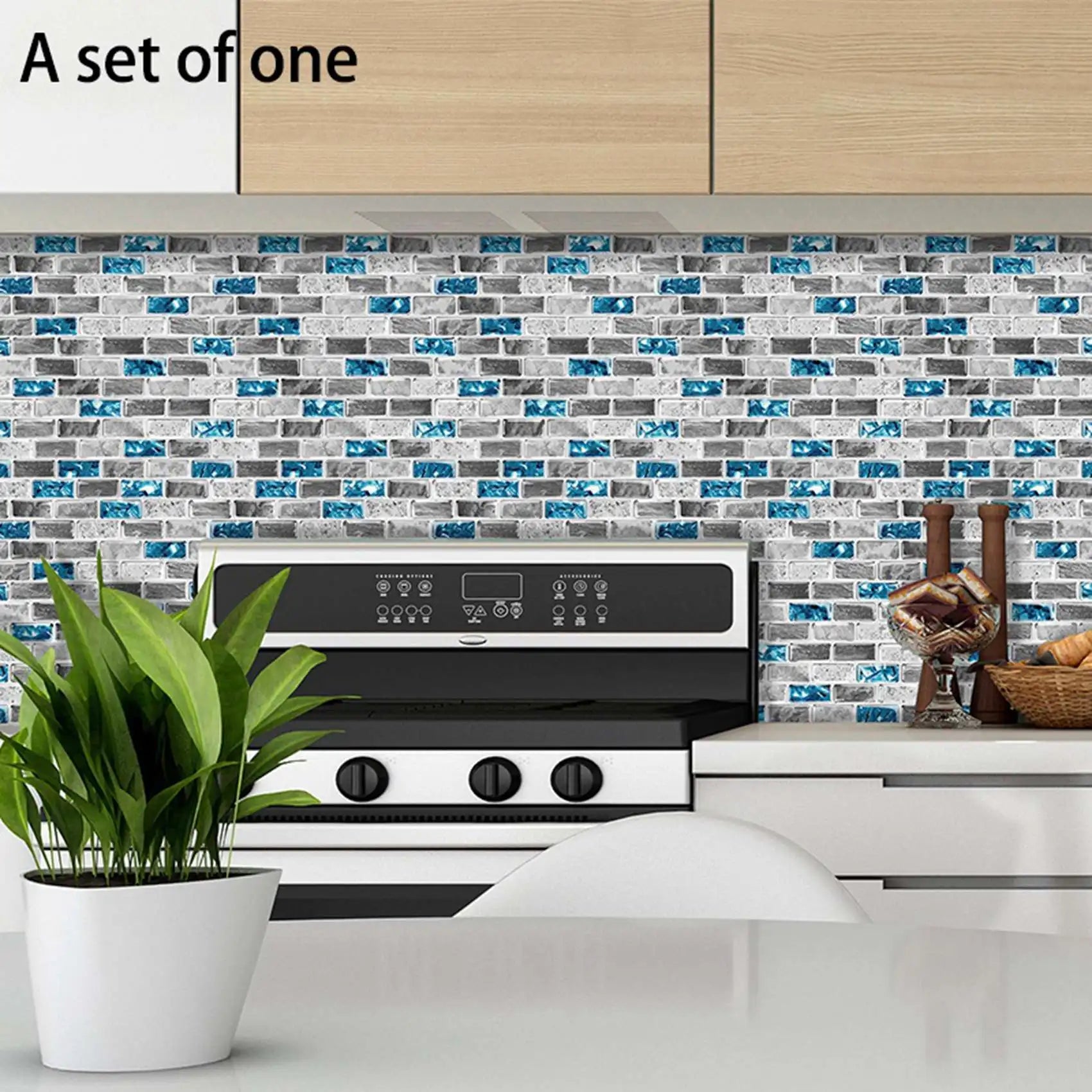 Gạch Dán 3D ABYN-2X Xanh Dương Chống Nước Nhà Bếp - Daisan Mart