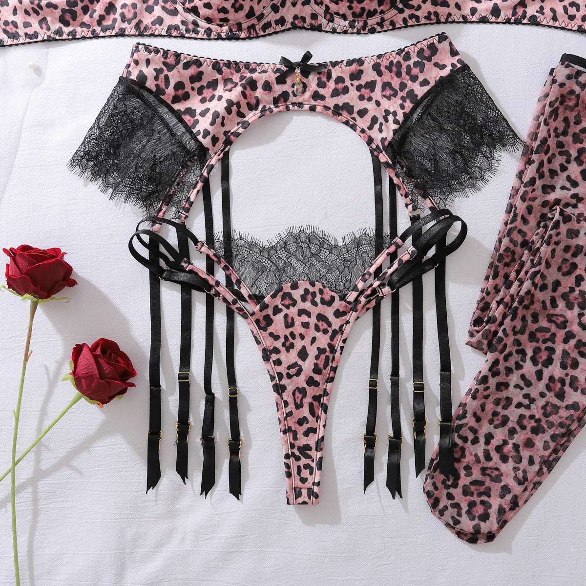 AVELINE 2025 Sexy Leopard Lace Lingerie Set