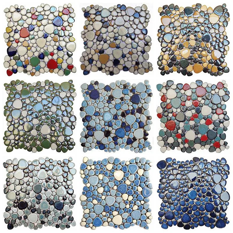 30x30cm Ceramic Pebble Mosaic Tiles Spa Pools Fish Ponds Bathrooms Anti-skid Wear-Resistant Floor Wall Decor Easy Cut Mesh Base