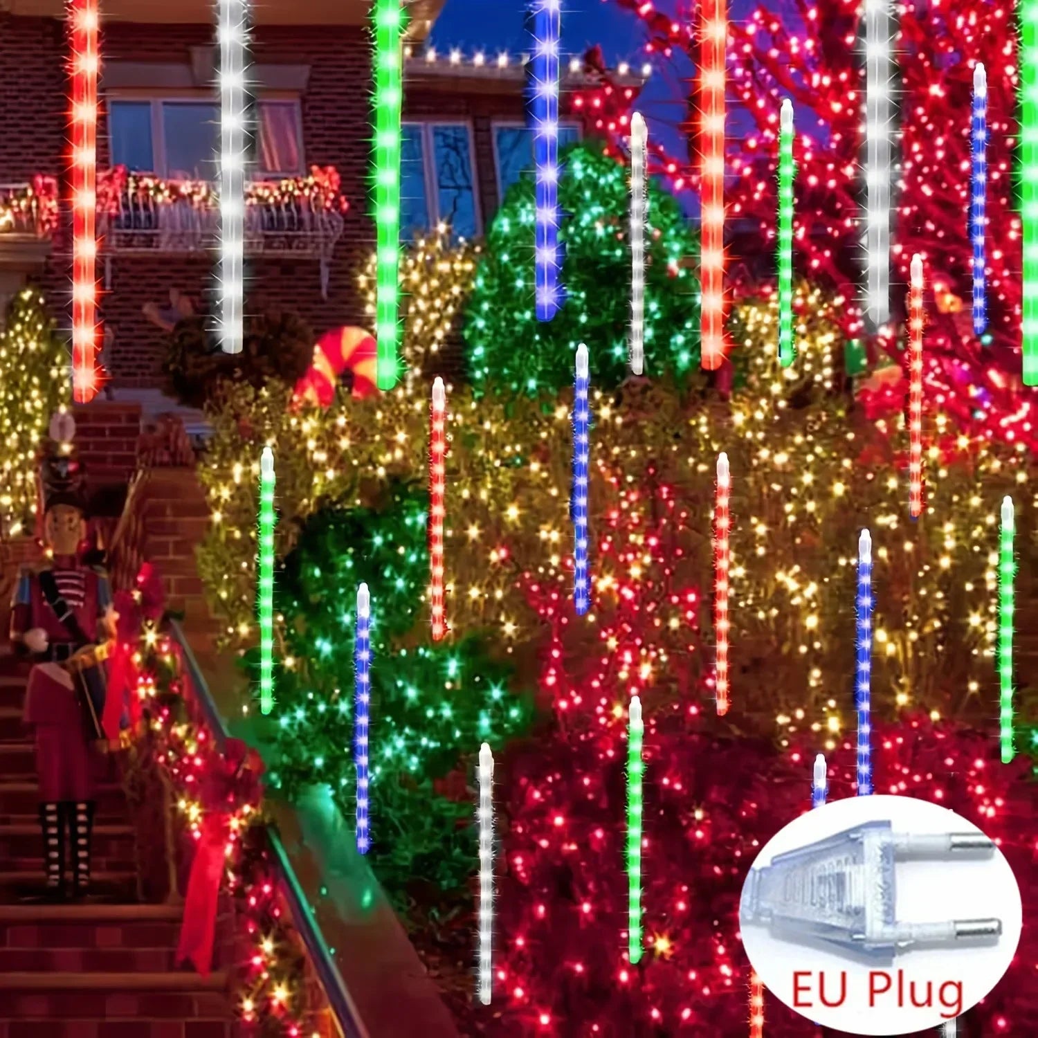 Đèn LED Mưa Sao 8Tube Trang Trí Noel Ngoài Trời EU Plug
