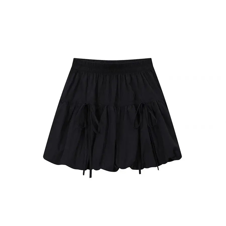 Yedinas Gothic Ball Gown Mini Skirt Women Summer 2024 Bow Korean Fashion Elastic Waist Pleated Short Skirt For Women Y2k Chic - Daisan Mart