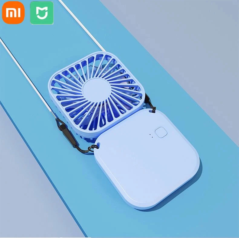 Xiaomi Mini Handheld Fan Mute Foldable Fan Multi-functional Turbine USB Rechargeable Portable Hanging Neck Fan Mini Table Fan