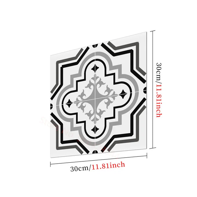 Black And White Mosaic Tiles Marble Texture Floor Sticker Kitchen Floor Renovation Decorative Stickers Self-adhesive Wallpaper