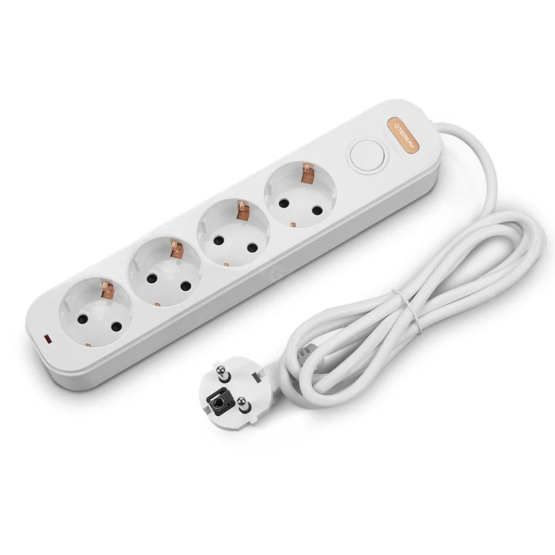 Ổ Cắm Điện EU 3/4/5 Cổng, Công Tắc Riêng, Dây 2m