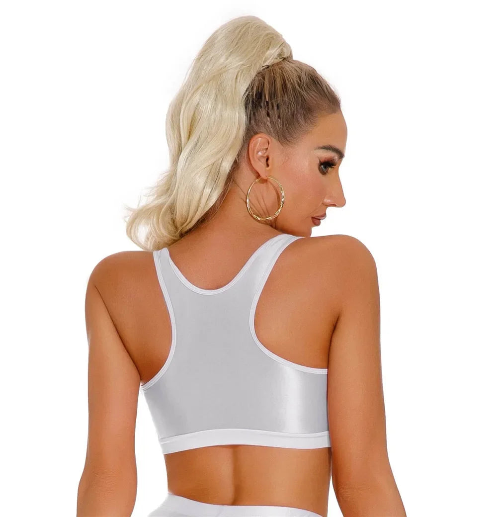 Women's Sexy Crop Top Bodycon Sports U-Neck
