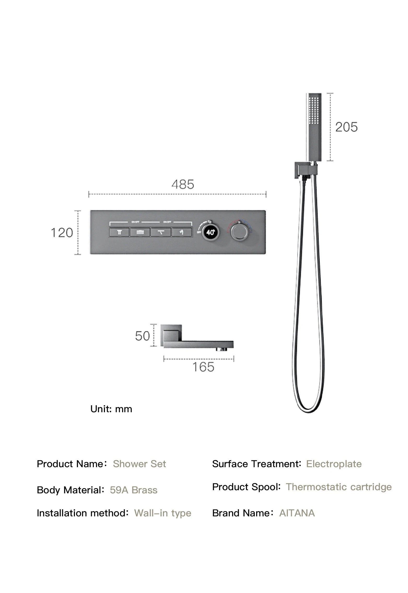Vòi Sen Đen Cao Cấp LED Hiển Thị Số 4 Chức Năng
