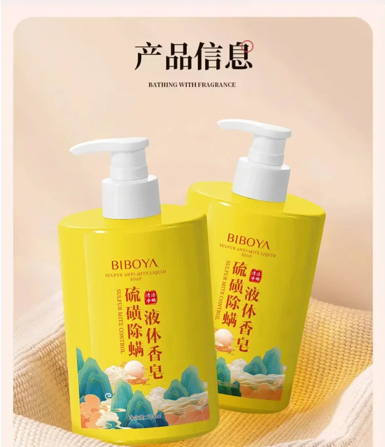 500ml Sulfur Mite Removal Liquid Soap Body Wash Cleaning Large Bottle Body Cleansers Shower gel