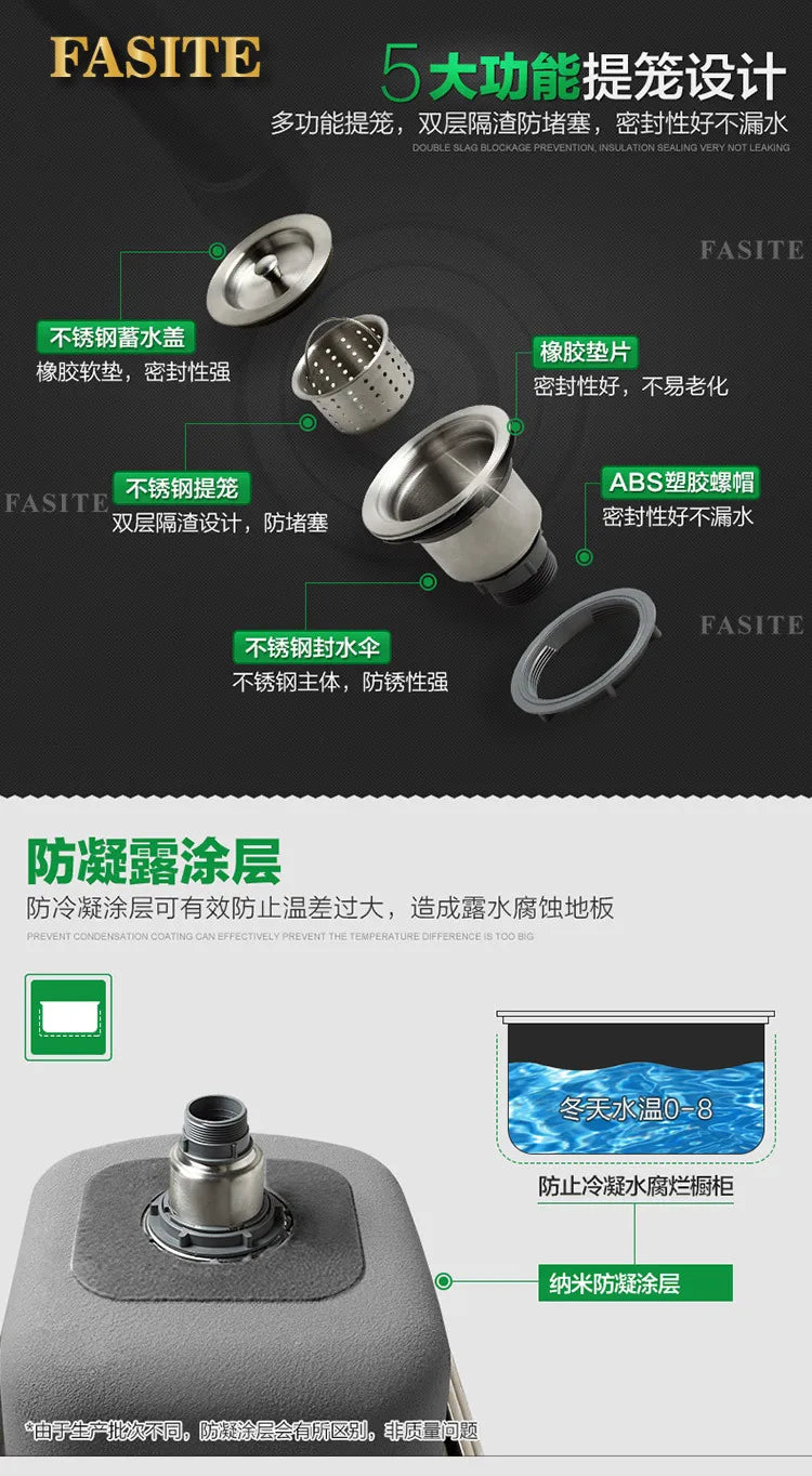 304 stainless steel double sink, kitchen vegetable basin thickened double sink stainless steel dish basin to wash vegetables - Daisan Mart