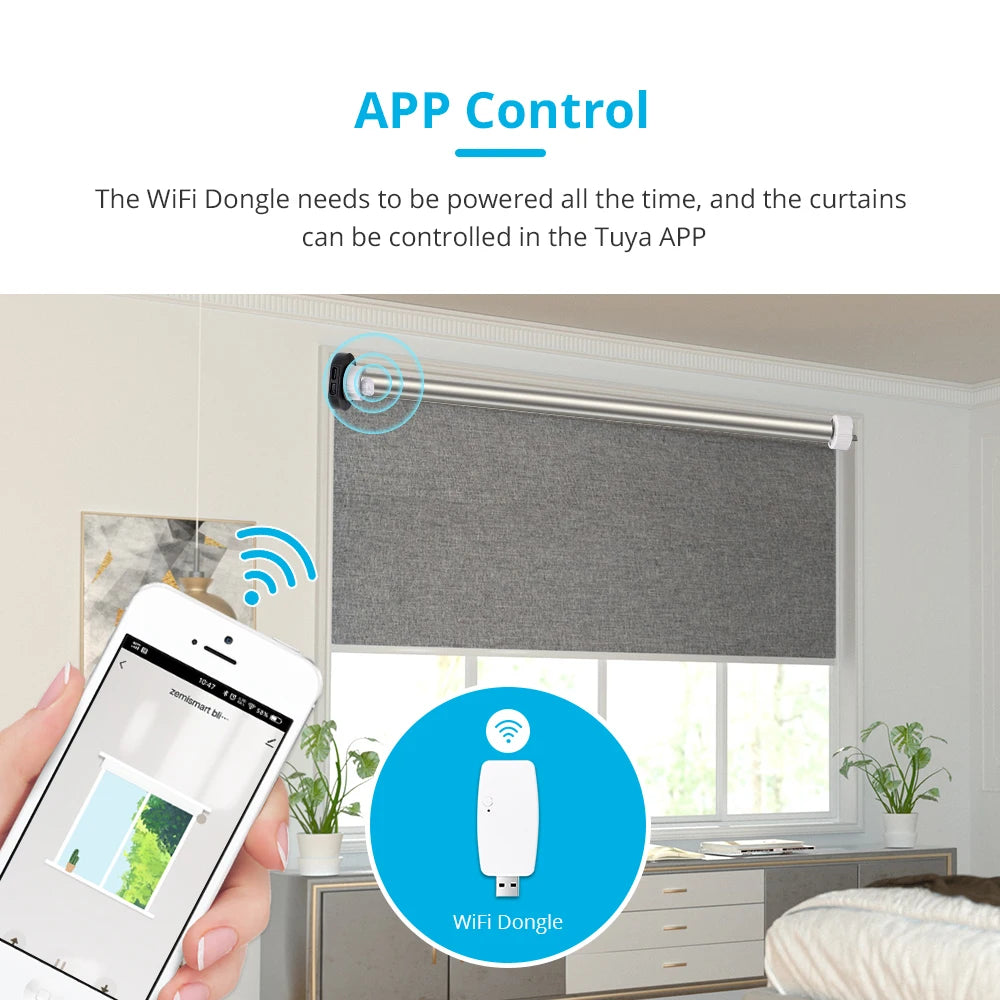 Zemismart WiFi Zigbee Smart Roller Blinds USB Charging